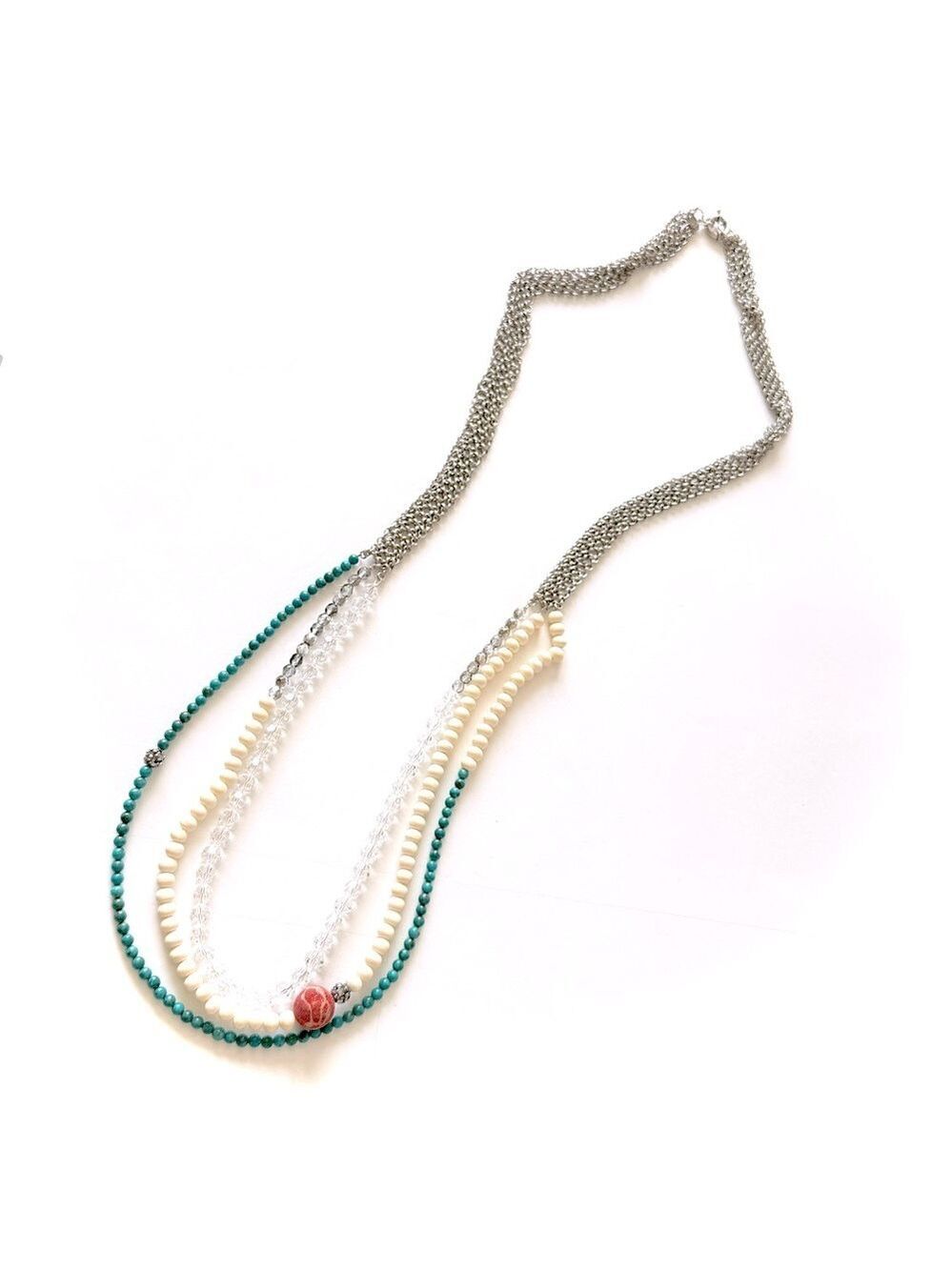 Lee Angel for Neiman Marcus | Chic Turquoise & Coral Opera-Length Necklace | NWT